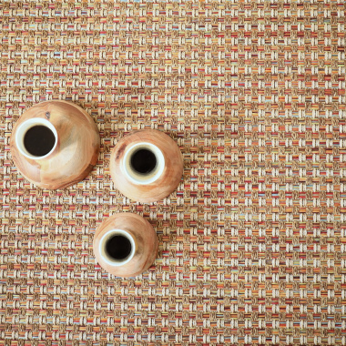 Tissé plat Népal natté multicolor rouge - vue de haut