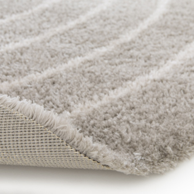 Tapis ovale en matière douce recyclée - Masha - Taupe et beige - envers