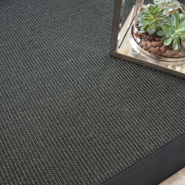 Tapis sisal Yucatan noir ganse coton noire - Vue de haut