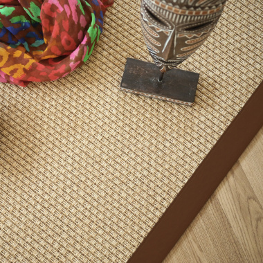 Tapis tissé plat Sumatra - couleur naturel finition marron - vue de haut