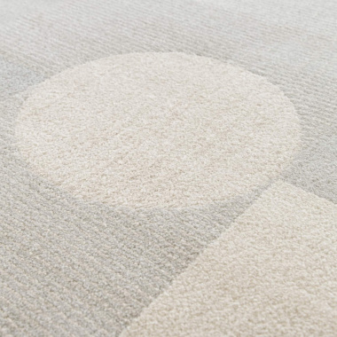 Tapis intérieur géométrique - Bahaus - Gris et beige naturel - gros plan