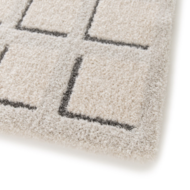 Tapis de salon graphique en relief - Case - Beige crème - coin