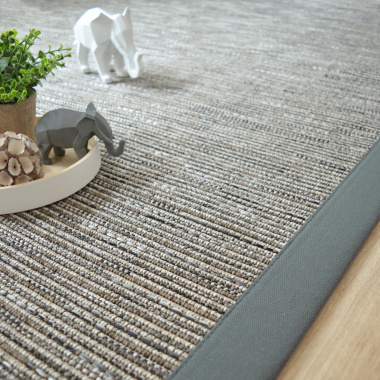 Tapis tissé plat Bornéo silver ganse coton vert de gris - Tranche
