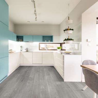 Sol Vinyle Textile Black Edition - Aspect parquet chêne gris - cuisine