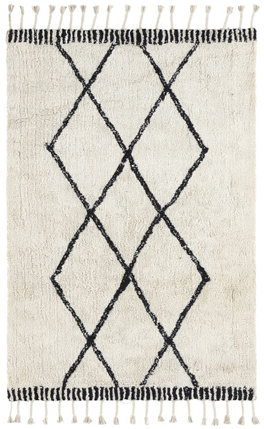 Tapis style Berbre avec franges - Tribal blanc cass