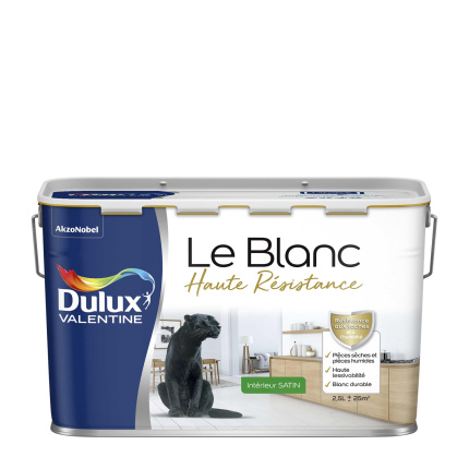 Peinture Dulux Valentine Le Blanc Haute Rsistance - Toutes pices - Satin Blanc