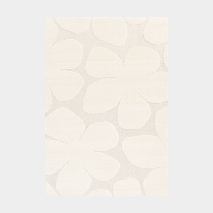 Tapis de salon en relief - Flower Power - Motif fleurs crème