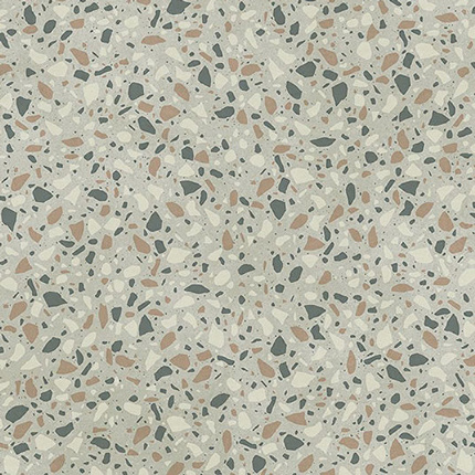 Sol Vinyle Textile Relief 3D - Terrazzo granito - Gris et marron - Sans perspective