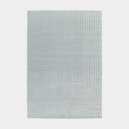 Tapis de salon en relief - Circle - Courbe gris bleuté