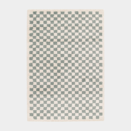 Tapis damier à poils longs - Colorama - Vert d'eau