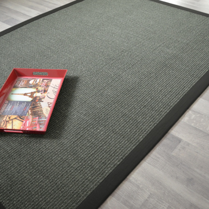 Tapis Sisal Quintana anthracite ganse coton noire