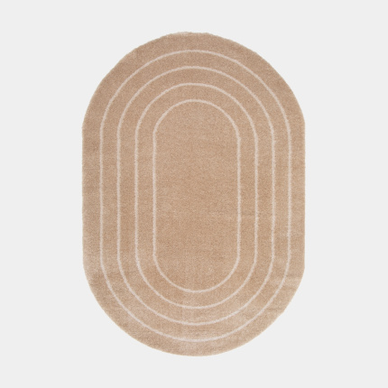 Tapis ovale en matire douce recycle - Masha - Beige et crme