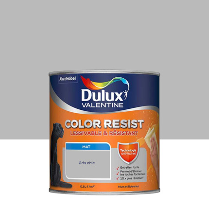 Peinture Dulux Valentine Color Resist - Murs&Boiseries - Mat Gris Chic