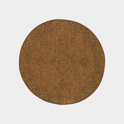 Tapis rond d'intrieur ou d'extrieur aspect naturel - Kira - Camel