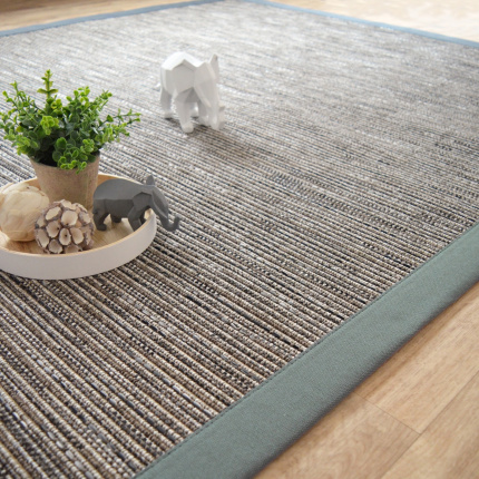 Tapis tiss plat Borno silver ganse coton vert de gris