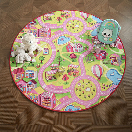 Tapis rond de jeu enfant circuit de voiture shopping