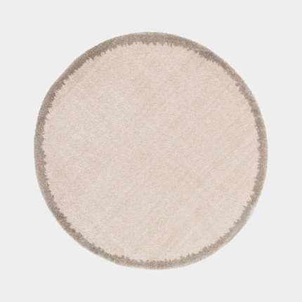 Tapis rond en matire douce recycle - Creamy - Beige et crme