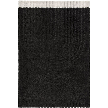 Tapis de salon en relief - Black Circle - Noir