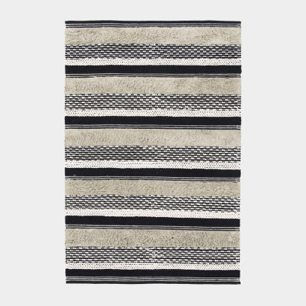 Tapis 100% coton - Niksen - Ligne beige et noir