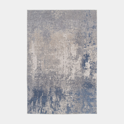 Tapis souple en tissu chenille recycl - Montmartre - Bleu de Nmes