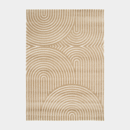 Tapis de salon en relief - Circle - Courbe beige et crème