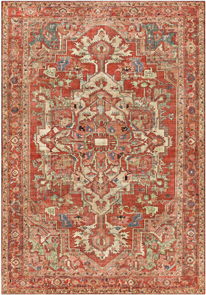 Tapis doux  motif oriental - Jalil - Rouge