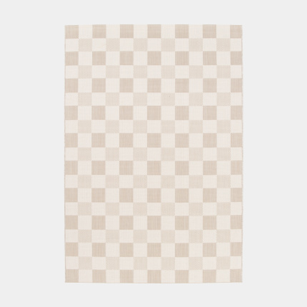 Tapis motif damier en matire recycle - Andy - Beige