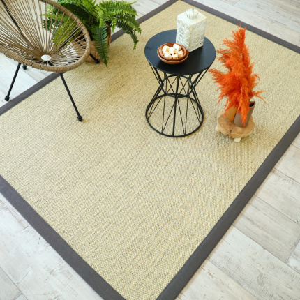 Tapis Sisal Tulum cru ganse anthracite