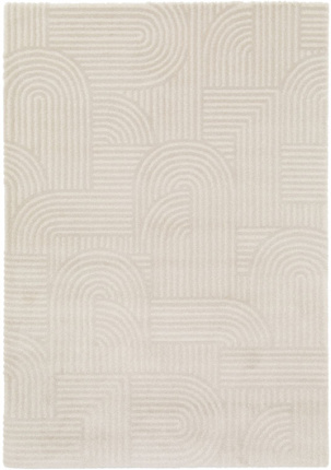 Tapis de salon - Small Circle Line - Beige et cru