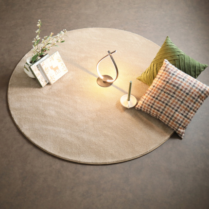 Tapis rond doux - Hypnose beige nude - Galon beige fonc