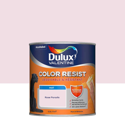 Peinture Dulux Valentine Color Resist - Murs&Boiseries - Mat Rose Paradis