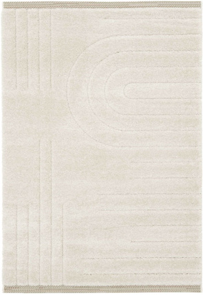 Tapis en relief gomtrique - Andra - cru et beige naturel