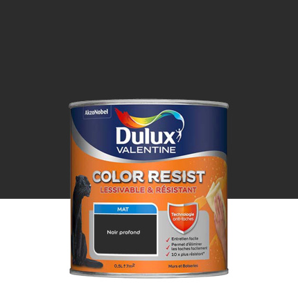 Peinture Dulux Valentine Color Resist - Murs&Boiseries - Mat Noir Profond