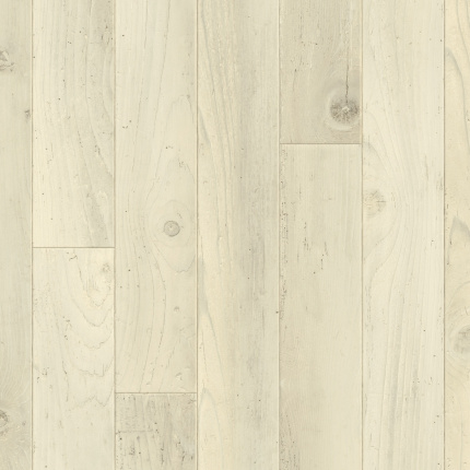 Sol Vinyle First - Imitation parquet blanc rustique shabby