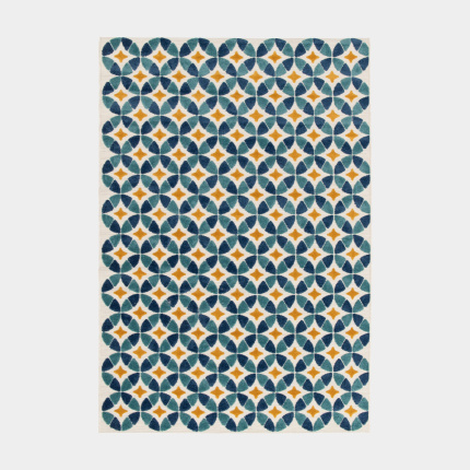 Tapis intrieur et extrieur motif gomtrique - Ambroise - Bleu et jaune