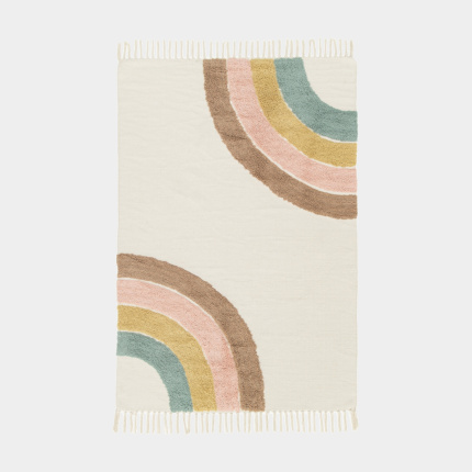 Tapis chambre d'enfant - Arc en ciel - Beige et pastel