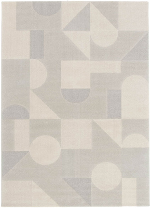 Tapis intrieur gomtrique - Bahaus - Gris et beige naturel