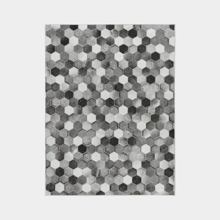 Tapis toucher soft - Imprim peau de vache - Patchwork gris