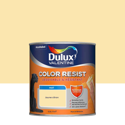 Peinture Dulux Valentine Color Resist - Murs&Boiseries - Mat Jaune Citron