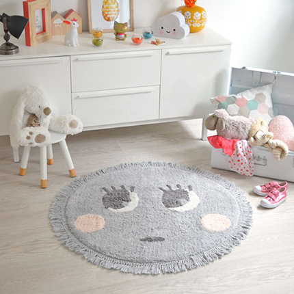 Tapis Enfant Nattiot - Rond Molly gris -  90 cm