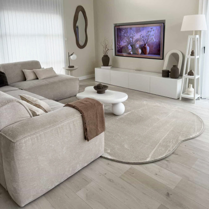 Tapis contemporain de forme organique - Pulse - Argile beige