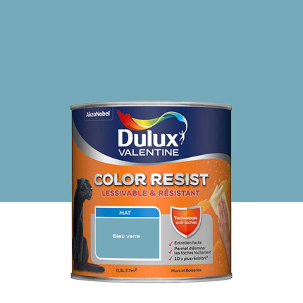 Peinture Dulux Valentine Color Resist - Murs&Boiseries - Mat Bleu Verre