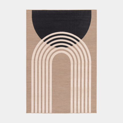 Tapis extrieur et intrieur en relief - Luna - Beige et noir