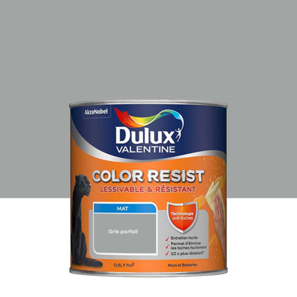 Peinture Dulux Valentine Color Resist - Murs&Boiseries - Mat Gris Parfait