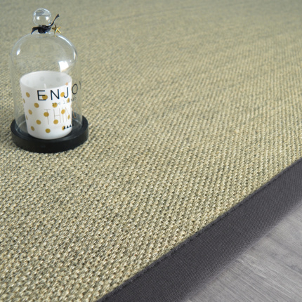 Tapis Sisal Tulum cru ganse coton anthracite