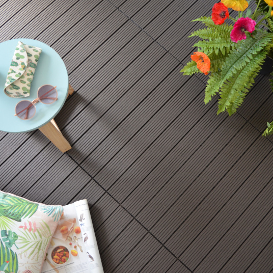 Dalle Terrasse Composite clipsable - Brun Foncé - vue du dessus