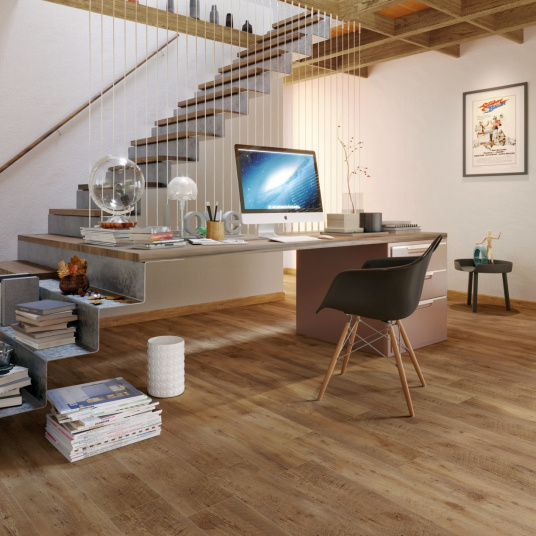 Lame vinyle Gerflor - Creation 40 rigid acoustic à clipser - Rustic Oak - bureau