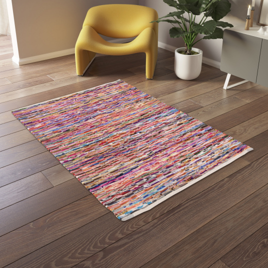 Tapis Chindi en matière recyclée - Unicité - Multicolore - salon