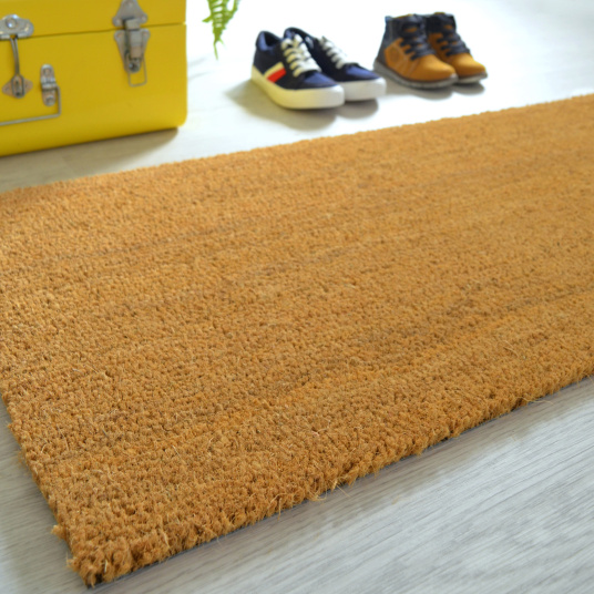Tapis sur mesure Paillasson Brosse Coco 17mm - Écru - vue de près