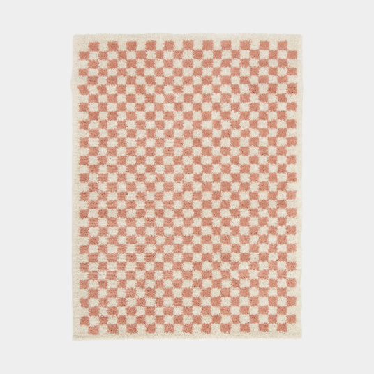 Tapis damier décoratif à poils longs de 30 mm, Colorama Rose vintage 
